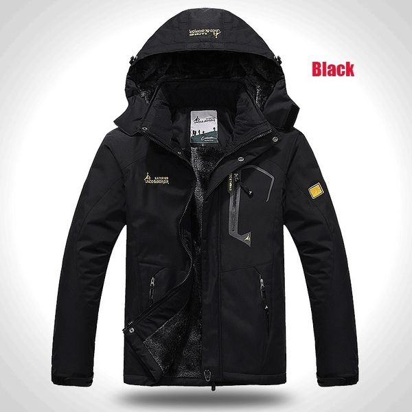 

2019 winter jacket men thick velvet warm coat male windproof hooded jackets outwear casual mountaineering overcoat 6xl plus size, Black