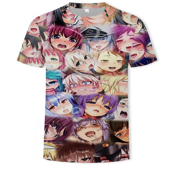 

mens designer cartoon beauty 3d digital printing short sleeve t-shirt, White;black