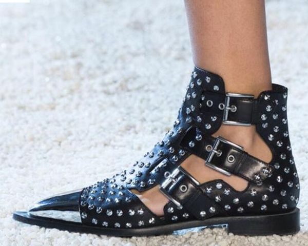 2019 nova presell mulheres botas de cavaleiro botas planas de salto sapatos de festa senhoras gladiador sandálias botas de verão spike stud ankle boots