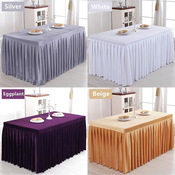 

1pc customized solid flannel rectangle l banquet table skirt for cocktail arty meeting conference reception table cover