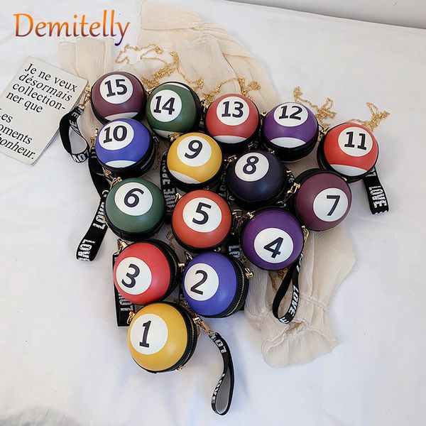 

novel billiard digital round girls shoulder chain bag purses and handbags crossbody mini bag women clutch totes leather