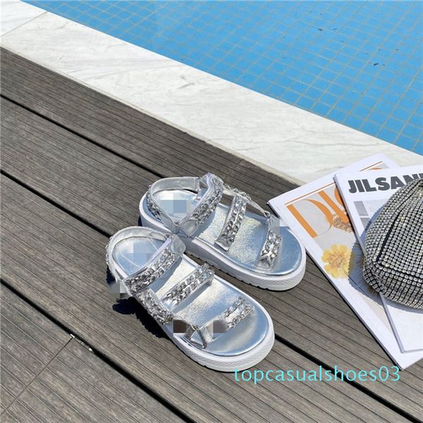 

france, paris c sandals slippers women sandals chain platform thick heel shoes zip super sandals designer casual shoes 02 t03, Red;white