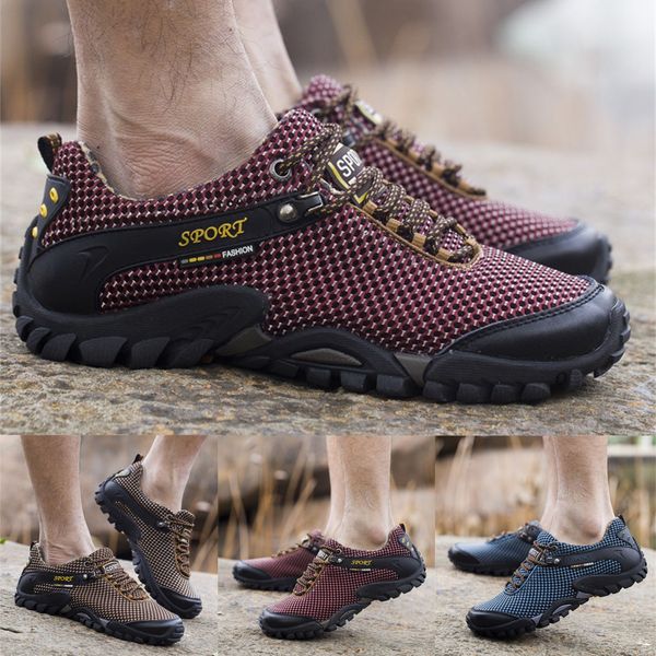 

men's summer hiking shoes 2019 breathable mesh sports running shoes non-slip sneakers outdoor walking zapatos