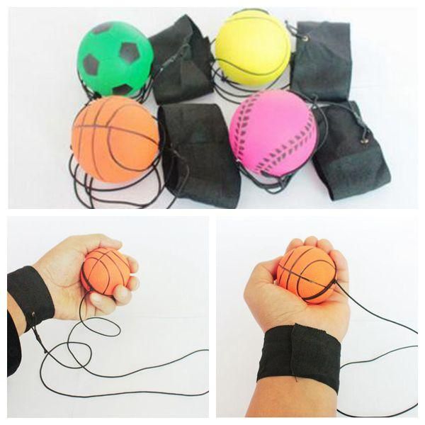 63mm lancio palla rimbalzante cinturino da polso in gomma palline rimbalzanti bambini divertenti reazioni elastiche palline da allenamento giocattoli antistress