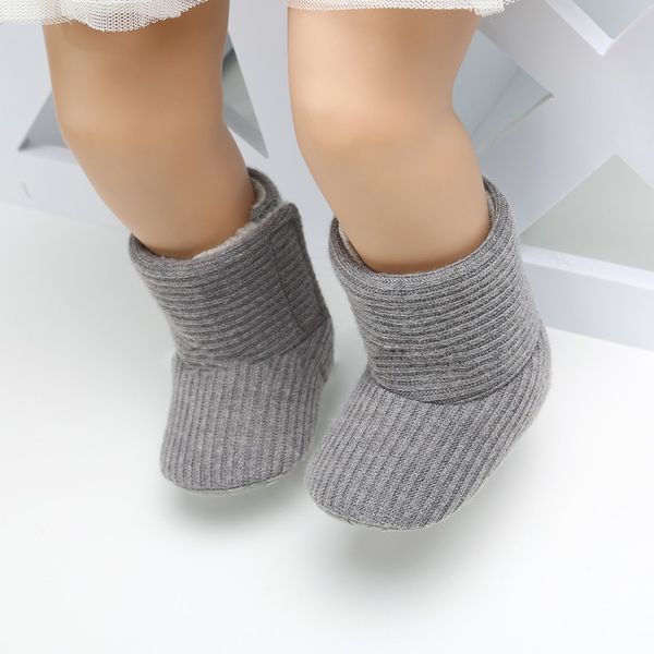 

5 colors baby kid boys girls knitted fur boots toddlers soft sole short warm soft snow boys girls boots shoes 0-18 months, Black;grey