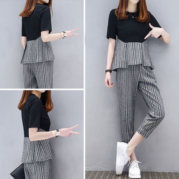 

plus size tracksuit for women 2 piece set outfits striped and pants suits co ord 2020 summer clothes black sportswear, Gray