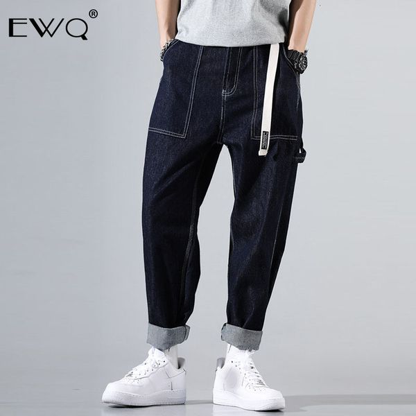 

ewq / tide directly men's jeans loose hip hop pants all-match denim pants for male 2020 spring fashion new trousers 9y0092, Blue