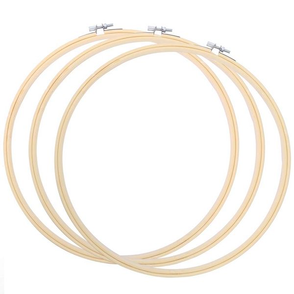 

3 pieces embroidery hoops wooden round adjustable bamboo circle cross stitch hoop ring for art craft handy sewing 14 inch, Black