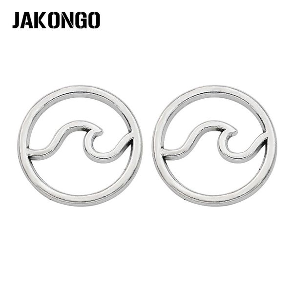 

jakongo antique silver plated wave charm connector for jewelry making bracelet accessories diy 20mm 20pcs/pcs, Blue;slivery