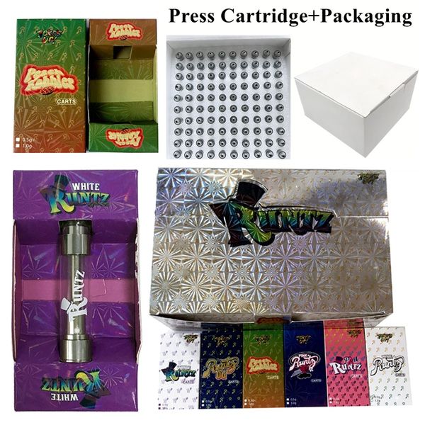 

Press Runtz Cartridges Vape Carts 0.8ml 1ml Ceramic Empty Glass Tank 510 Thread Vape Cartridge Packaging Thick Oil Atomizer Dab Vaporizer