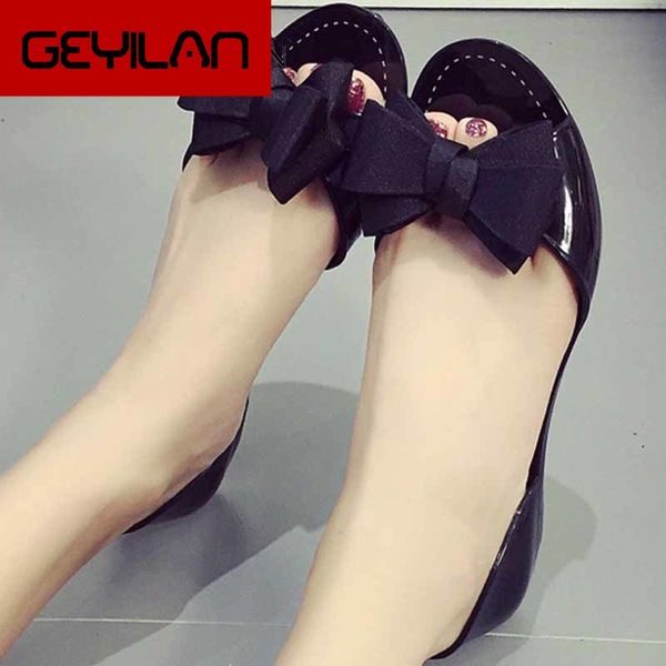 

flat sandals women jelly shoes summer ladies sandals casual bowtie outdoor slippers slip on sandalias black chaussures femme
