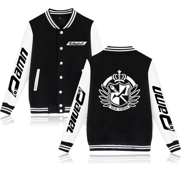 

danganronpa monokuma baseball uniforms around the popular casual wear loose single-breasted round neck couple sweater jackets, Black;brown