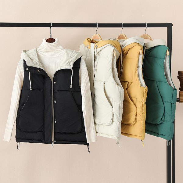 

back season down cotton vest woman short fund vest 2019 cotton all-match waistcoat loose coat, Black;white