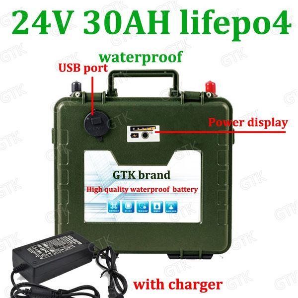 

Водонепроницаемый Lifepo4 24V 30AH Аккумулятор № 24V 50ah Lipo Baterias BMS для 500 Вт Открытый резер