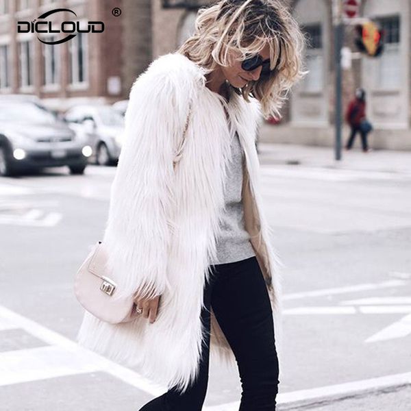 

плюс размер 4xl элегантный искусственного меха пальто женщины пушистый теплый с длинным рукавом женщины верхняя одежда chic осень зима пальт, Black;gray