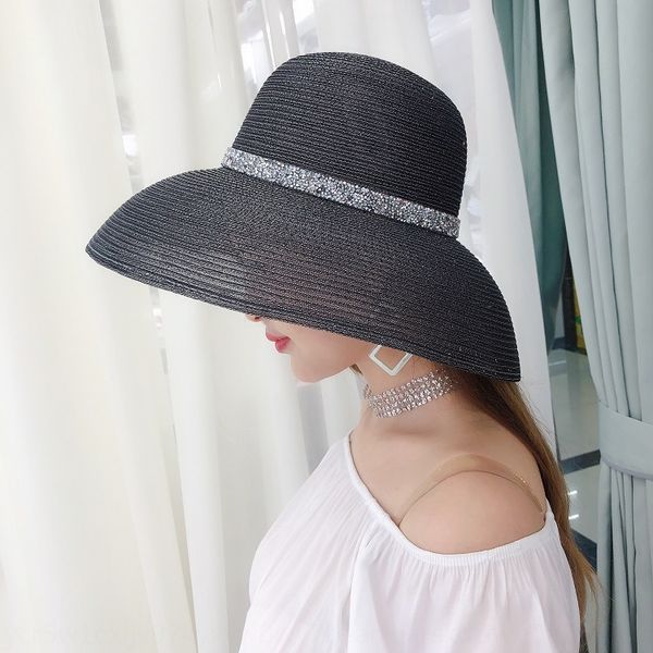 

summer outing silver silk sunscreen foldable holiday hepburn fisherman straw sunscreen straw hat style female fisherman hat, Blue;gray