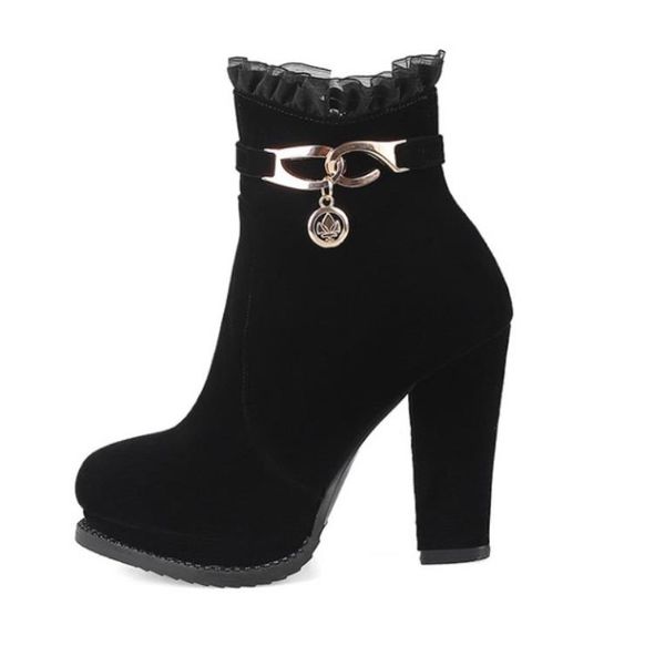 

small big size 33 to 42 43 black lace platform chunky heels ankle booties luxury designer women boots come with box