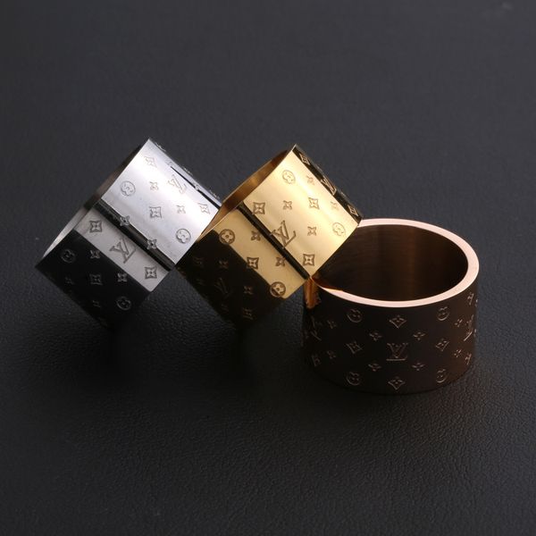 

stainless steel gold silver rose gold ring with diamonds lovers band rings for women and men couple rings luxury jewelry
