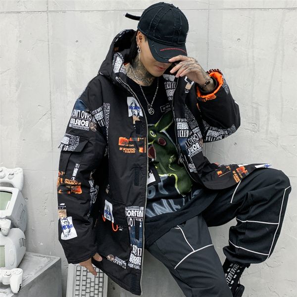 

hooded parka hip hop, Black