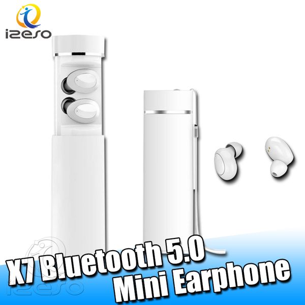

x7 mini bluetooth 5.0 tws earbuds sport hifi true stereo headsets portable fashion design inear earphones with mic retail packaging izeso