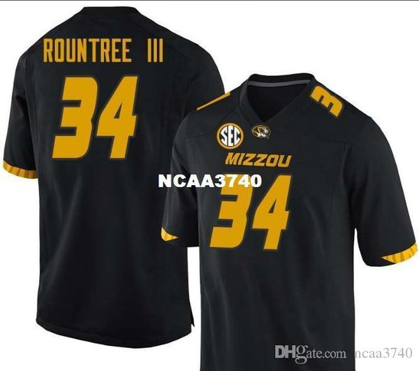 

women missouri tigers larry rountree iii #34 ladies real full embroidery college jersey size s-4xl or custom any name or number jersey, Black;red