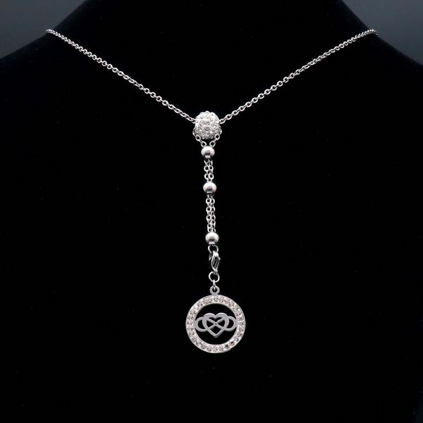 

stainless steel pendant necklace trend zircon pendant gift for woman wholesale, Silver