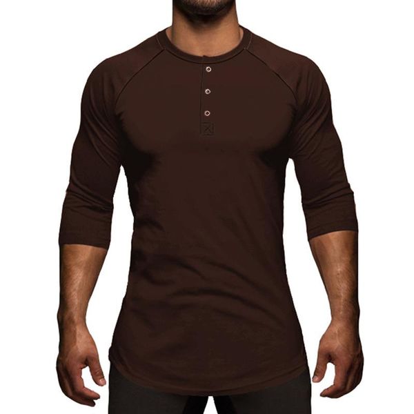 

mens solid three quater tee shirt хенли воротник стильный streetwear tee shirt основные моды swag тенниски одежда мужская топы tee s-xl, White;black