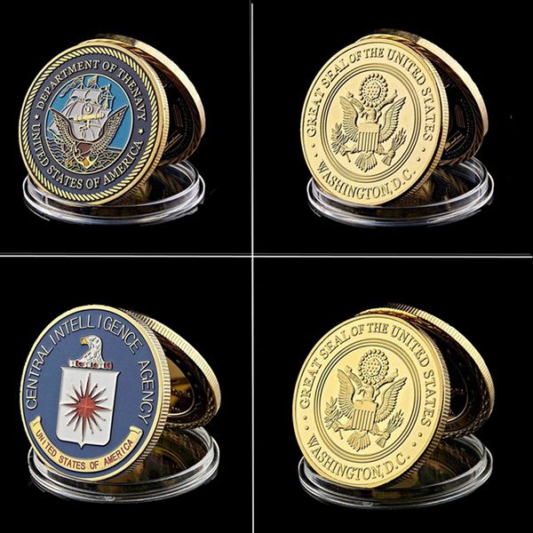 

US Military CIA Central Intelligence Agency Department Of Navy Army 1oz Gold Plated Commemorative Challenge Coin