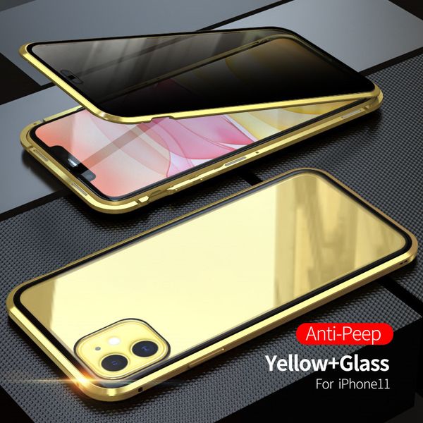 

anti-peeping личных magnetic адсорбция 360 полный закаленное стекло чехол для iphone 11 pro max xs max xr xs 8 7 6 s10 plus s9 s8