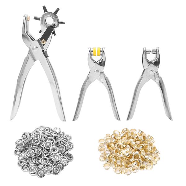 

1 set 128pcs leather hole punch repair tool eyelets grommets + pliers kit