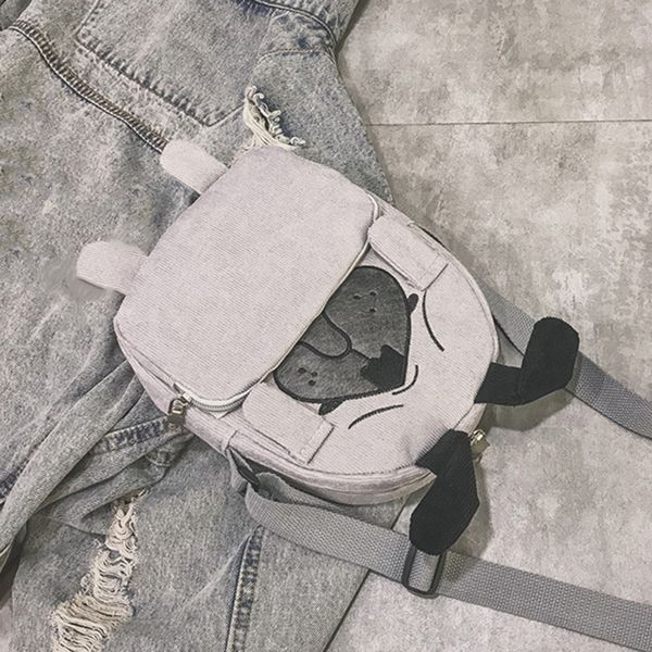 

japanese cute cartoon animals tote bag for women travel daypack shopping child bag funny dog corduroy shoulder crossbody dog