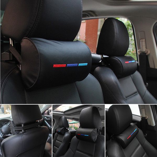 Black Pillow Head Car Neck Protection Soft Leather Cushion 23 12 5