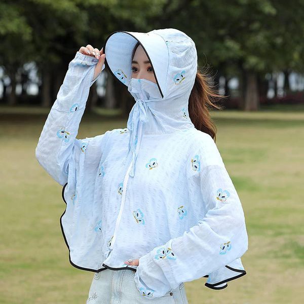 

new women's summer butterfly sun protective clothing outdoor riding electric car skin clothing beach cape sleeve sleeve hood, Blue;gray