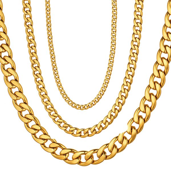 

hiphop gold chain for men stainless steel curb cuban link chain necklaces male gold color hip hop chains rapper jewelry s250287, Silver