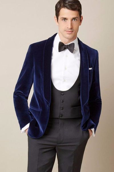 

new lapel velveteen groomsmen one button groom tuxedos 3 piece men suits wedding/prom man blazer ( jacket+pants+vest+tie) 348, Black;gray