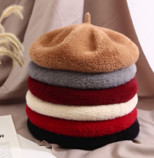 

baby and mummy beret hat cute winter kids warm hats mink wool accessories kid caps parent-child cap, Yellow