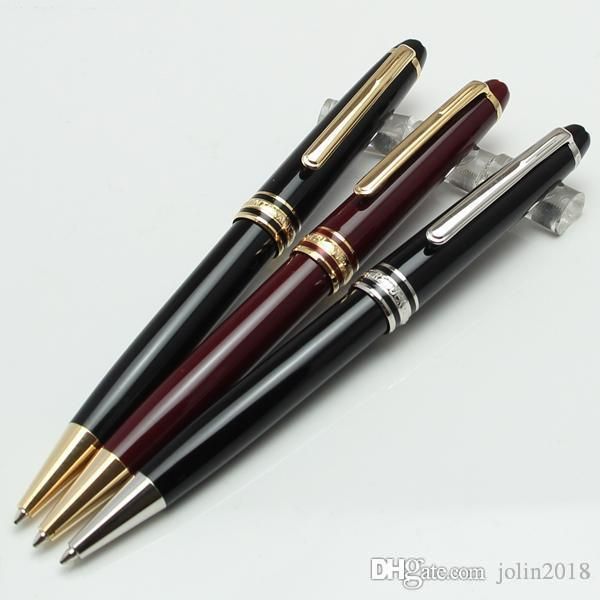 

promotion edition masterpiece mst-163 black resin ballpoint pen quality writing refill pens for business gift with white flowers, Blue;orange