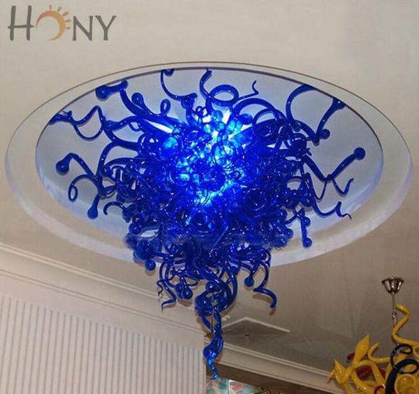 

italian customized style cute showroom light mini blue hand blown glass chandelier art