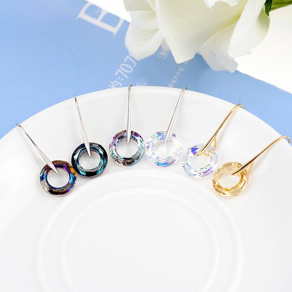 

кристаллы баффинова fancy stone circle серьги падения от swarovski для женщин цвета золота bohemian мотаться серьги индийских ювелирных cj19, Silver