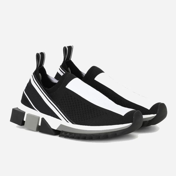 

роскошные моды sorrento тапки мужские ботинки конструктора ткань stretch джерси слип-на sneaker lady двухцветной rubber micro sole повседнев, Black