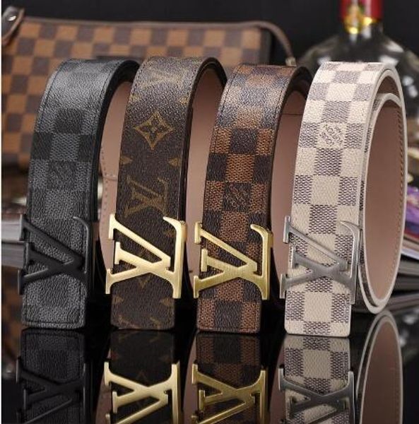 

selling designers leather men women belt louis vuitton male luxury belts black woman man belt big needle buckle 105 120 cm, Black;brown