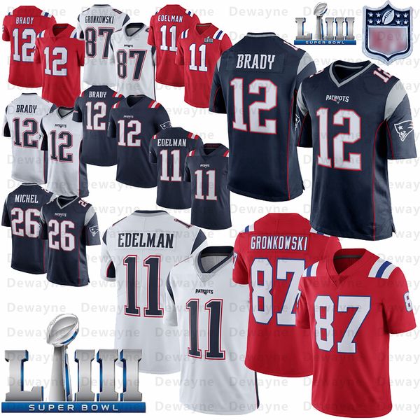 

Patriot tom 12 brady jer ey rob 87 gronkow ki julian 11 edelman ony 26 michel jo h 10 gordon football jer ey, Black;red