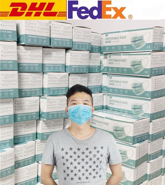 

dust-proof masks 3 layers disposable anti-dust mouth protective face masks in stock 3-ply face mask mascherine mascarillas dhl