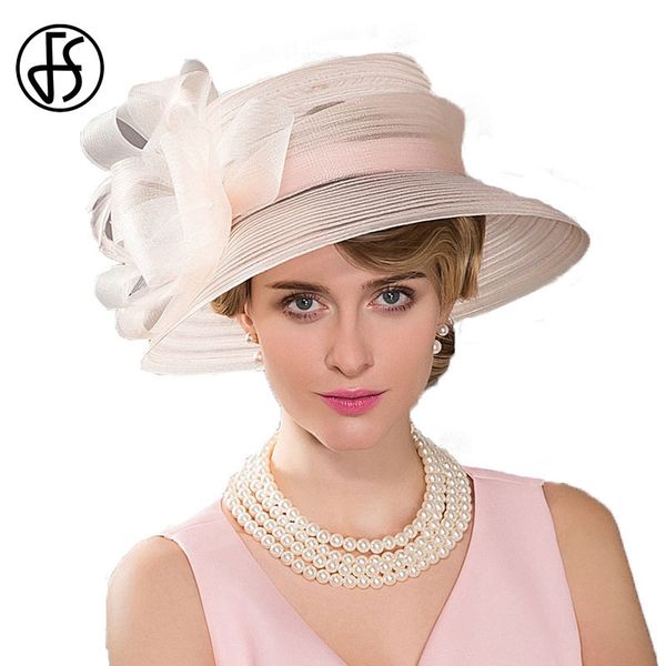 

fs wide brim ladies hats wedding bowknot feather fedoras pink hoeden summer hat for women, Blue;gray