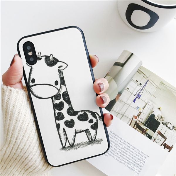 

fundas luxury lovely cartoon giraffe cover for iphone 11 pro xs max xr case for iphone 8 7 6s plus 5s se 5 case soft silicone cover.