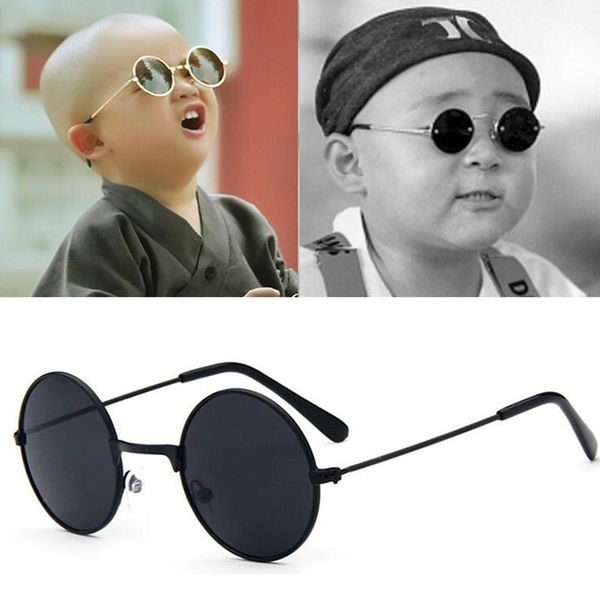 

vintage small round kids sunglasses metal frame children sun glasses boys girls baby uv400 goggles glasses, White;black