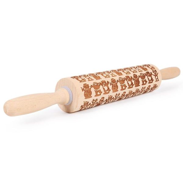 

christmas snowman embossing rolling pin baking cookies biscuit engraved roller mainly used for pastry food dough etc