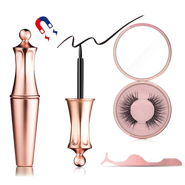 

1set magnetic false eyelashes liquid eyeliner waterproof smudge proof handmade easy to wear magnetic lashes women makeup lashes
