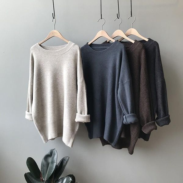 

autumn concise harajuku casual sweater streetwear woman solid color soft pullover warm long sleeve knitting shirt, White;black