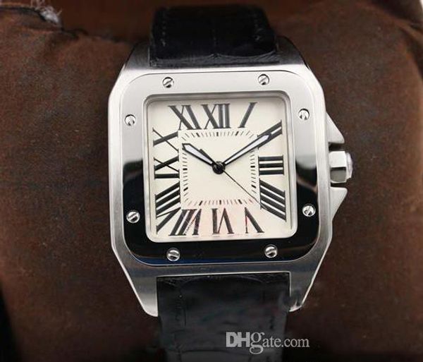 

mens watch automatic mechanical white dial silver skeleton leather strap square dial watch monor hemmo ing, Slivery;brown